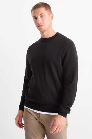 Hommes - Pull en maille fine - noir