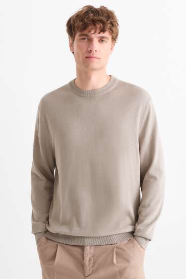 Herren - Feinstrick-Pullover - grau