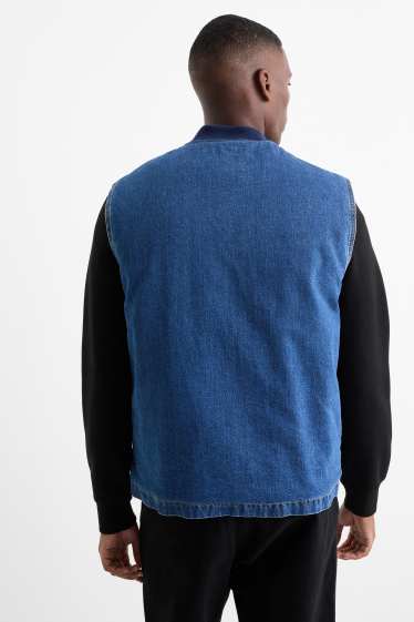 Pánské - Džínová vesta - s výplní - džíny - modré