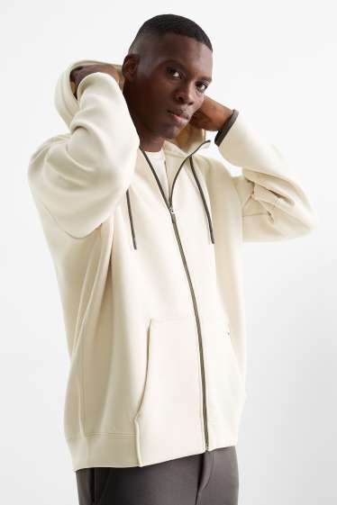 Home - Dessuadora oberta tècnica amb caputxa - blanc trencat