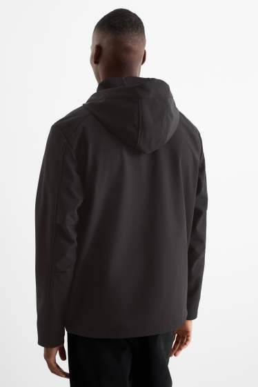 Herren - Softshelljacke mit Kapuze - wasserabweisend - 4 Way Stretch - schwarz