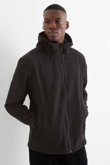 Herren - Softshelljacke mit Kapuze - wasserabweisend - 4 Way Stretch - schwarz