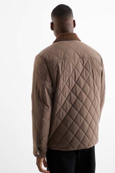 Pánské - Prošívaná bunda - tmavohnědá