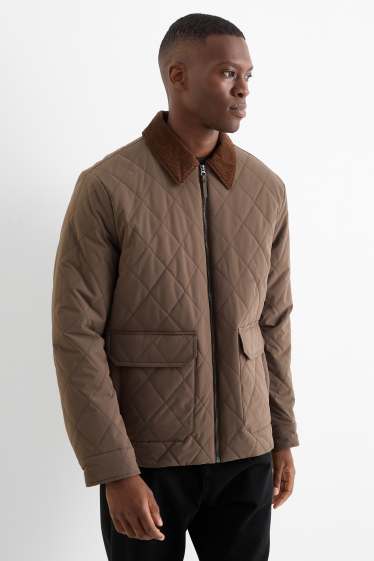 Pánské - Prošívaná bunda - tmavohnědá