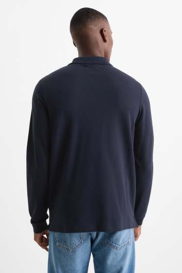 Hommes - Polo - slim fit - bleu foncé