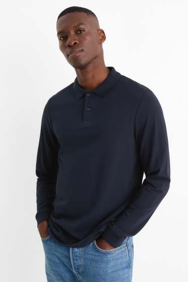Hommes - Polo - slim fit - bleu foncé