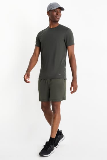 Hommes - Short de sport - texturé - vert foncé