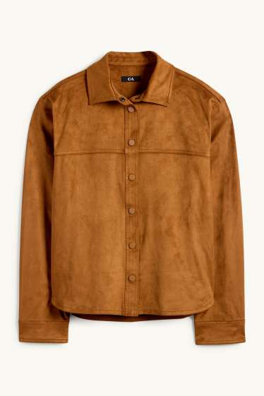 Femmes - Veste-chemise - faux suède - marron