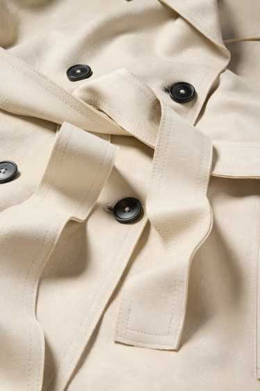 Mujer - Chaleco largo - regular fit - antelina - beige claro