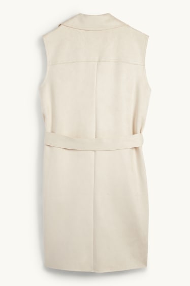 Mujer - Chaleco largo - regular fit - antelina - beige claro