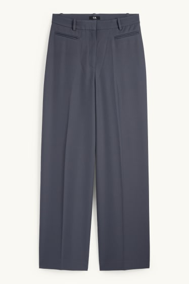 Femei - Pantaloni office - talie înaltă - relaxed fit - albastru închis