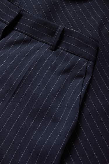 Dámské - Business kalhoty - high waist - relaxed fit - s úzkými proužky - tmavomodrá