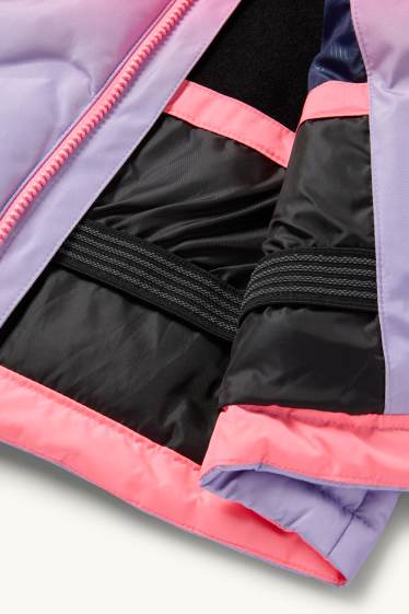 Kinderen: meisjes - Ski-jas met capuchon - waterafstotend - met patroon - roze