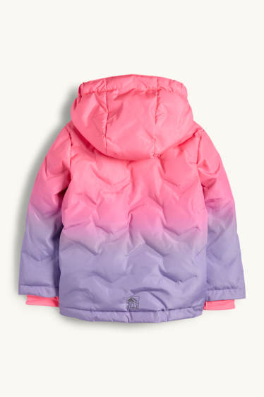 Kinderen: meisjes - Ski-jas met capuchon - waterafstotend - met patroon - roze