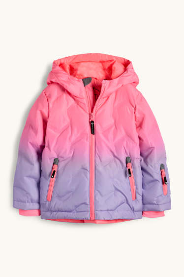 Kinderen: meisjes - Ski-jas met capuchon - waterafstotend - met patroon - roze