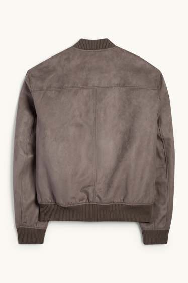 Heren - Bomberjack - imitatiesuède - taupe