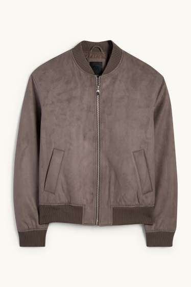 Heren - Bomberjack - imitatiesuède - taupe