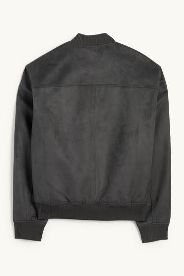Heren - Bomberjack - imitatiesuède - donkergrijs