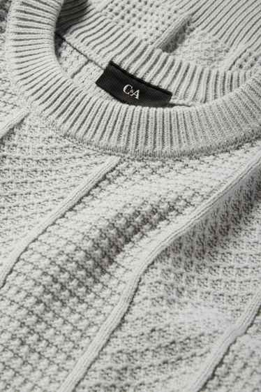 Pánské - Svetr - strukturovaný - světle modrá