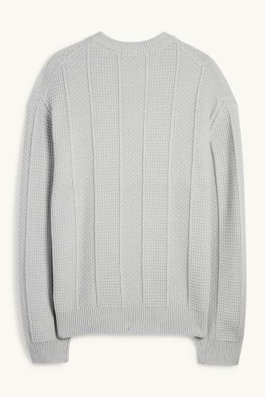 Pánské - Svetr - strukturovaný - světle modrá