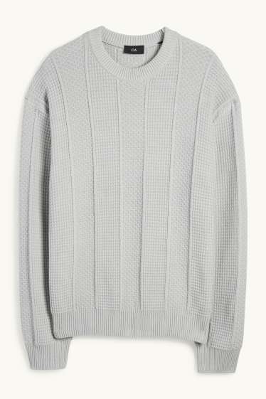 Pánské - Svetr - strukturovaný - světle modrá