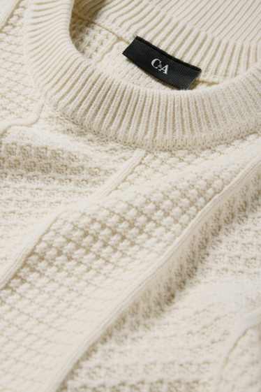 Hommes - Pull - finition texturée - blanc crème