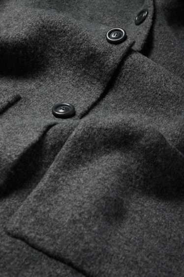 Dames - Lang gebreid vest - donkergrijs