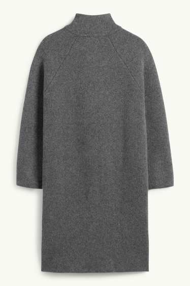 Dames - Lang gebreid vest - donkergrijs