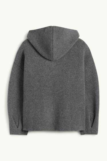 Femmes - Gilet en maille à capuche - gris foncé