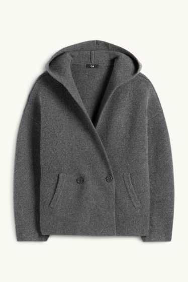 Femmes - Gilet en maille à capuche - gris foncé