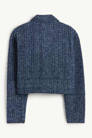 Dona - Caçadora texana de teixit bucle - blau fosc