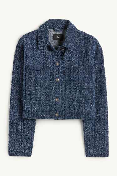 Dona - Caçadora texana de teixit bucle - blau fosc