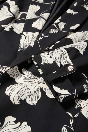 Dona - Blazer formal - relaxed fit - de flors - negre/blanc