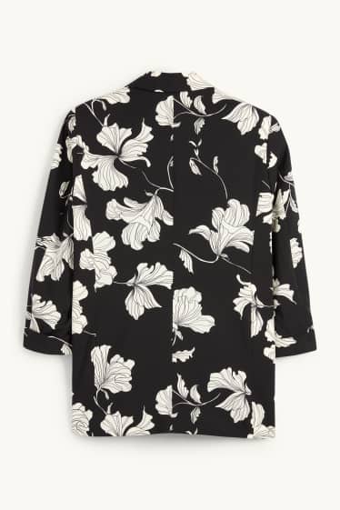 Dona - Blazer formal - relaxed fit - de flors - negre/blanc