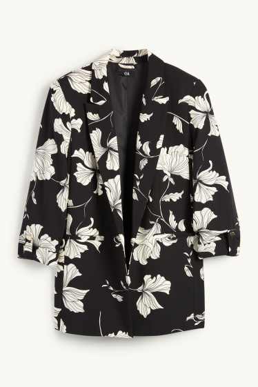 Dona - Blazer formal - relaxed fit - de flors - negre/blanc