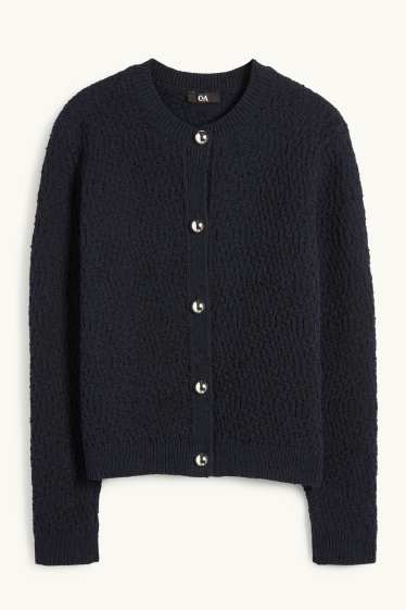 Femei - Cardigan tricotat - structurat - albastru închis