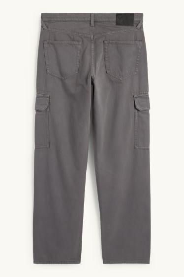 Men - Cargo trousers - relaxed fit - dark gray