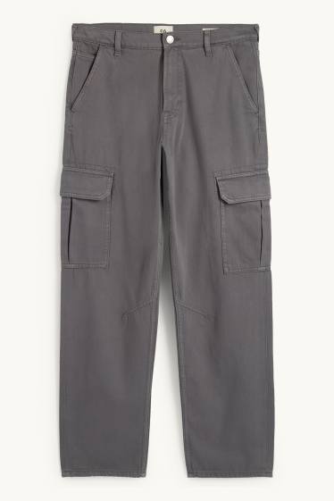 Men - Cargo trousers - relaxed fit - dark gray