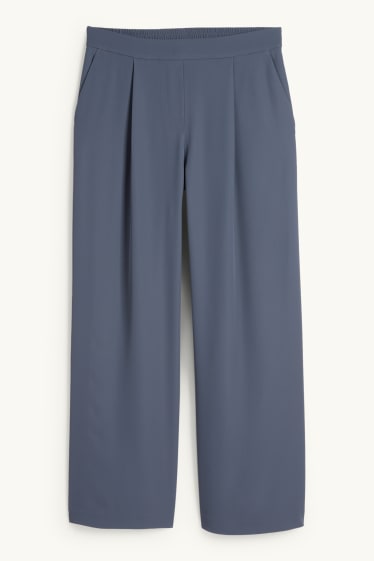 Women - Cloth trousers - mid-rise waist - straight fit - dark gray