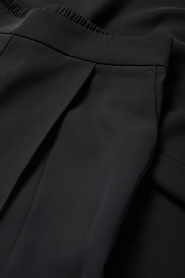 Femmes - Pantalon de toile - mid waist - straight fit - noir