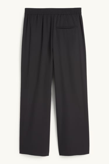 Femmes - Pantalon de toile - mid waist - straight fit - noir