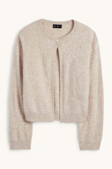 Femei - Cardigan tricotat din cașmir - bej deschis