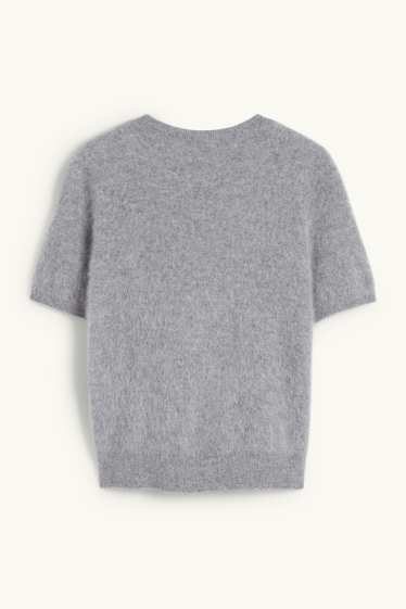 Donna - Maglione di cashmere - a maniche corte - grigio