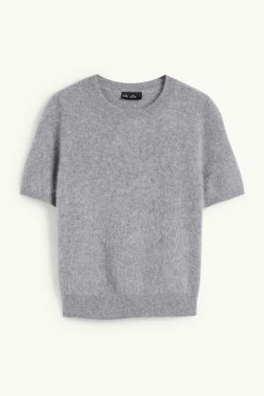 Donna - Maglione di cashmere - a maniche corte - grigio
