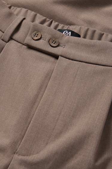 Women - Business trousers - mid-rise waist - wide leg - brown