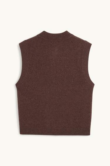 Damen - Kaschmir-Weste - dunkelbraun
