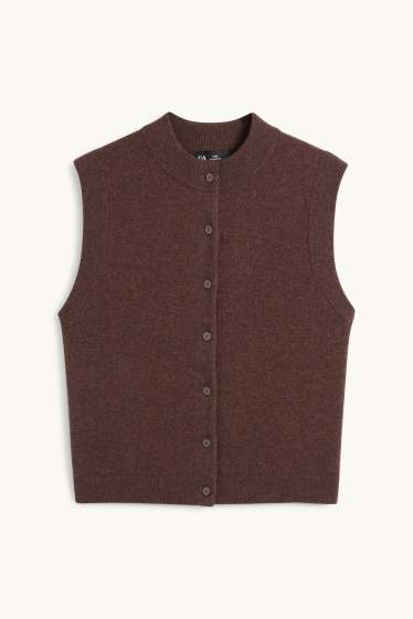 Damen - Kaschmir-Weste - dunkelbraun