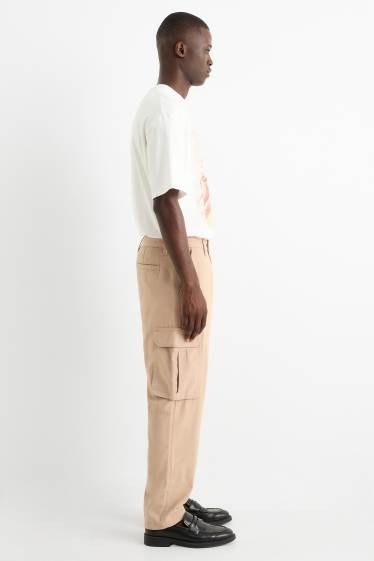 Pánské - Cargo kalhoty - béžová