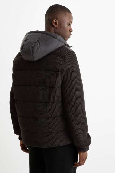 Bărbați - Geacă matlasată cu glugă - negru