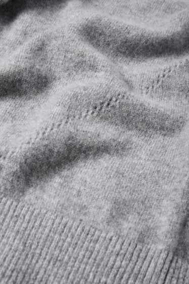 Damen - Kaschmir-Strickpullover - kurzarm - grau